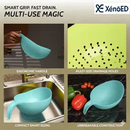 orevia ! Multifunctional Bowl for Washing and Straining Rice, Fruits, and Veggies, Strainer image 4