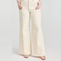 Women Regular High Rise Beige Jeans-image-1