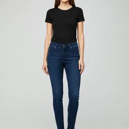 Women Skinny Mid Rise Blue Jeans-image-0