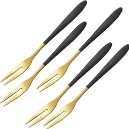 besillia Stainless Steel Forks Set for Home, Kitchen and Restaurant (Black, 5 Pcs) Stainless Steel Dessert Fork Set-picture-21