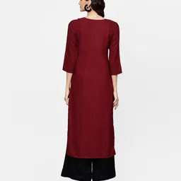 libas Women Solid Viscose Rayon Straight Kurta image 2