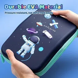 trendy one Space Theme 3D Big Pencil Case Pouch School Stationery Large Capacity Big Pouch 3D Space Boy Astronuat And Universe Art Polyester Pencil Box image 3