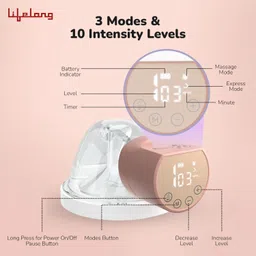 lifelong Cuppy LLBBP01 Wearable Breast Pump for Feeding Mothers, 3 Modes, BPA Free - Electric image 3