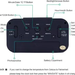 pinopa Digital Black Clock image 2
