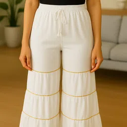 yes ten Women Loose Fit, Flared Pink Georgette Trousers-picture-23