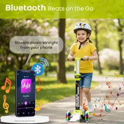 r for rabbit Road Runner Stellar Kids Ride-on Scooter with Bluetooth & LED - Green Purple image 2