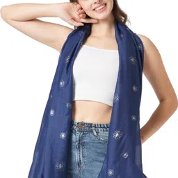 sahil fashion Solid Cotton Blend Women Multicolor Stole image 2