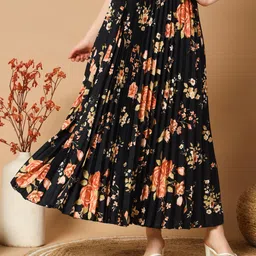 zwerlon Women Floral Print A-line Gold Skirt image 1