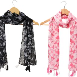 Printed Chiffon Women Multicolor Scarf, Stole, Fancy Scarf-image-35