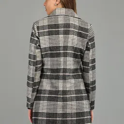 honnete 100 % Polyester Checkered Coat For Women image 2