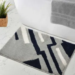 Grey Geometric Microfiber 16X24 Inches Anti Skid Door Mats-image-76