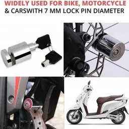 getsocio Heavy Duty Stainless Steel Chrome Security Anti-Theft Lock for Motorcycle and Bicycle Disk Brake Safety Lock Disc Lock image 4