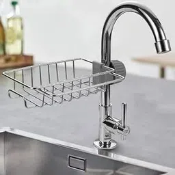 crazyabbs Faucet Storage Racks Adjustable Sink Rag Sponge Draining Rack Kitchen Stainless Steel Wall Shelf-picture-11