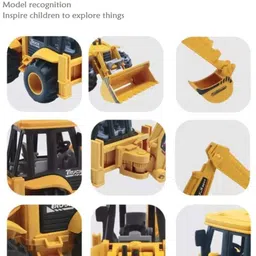 kidzoy 2 in 1 Unbreakable Pull Back JCB Construction Loader Truck Vehicle Toy for Kids image 5