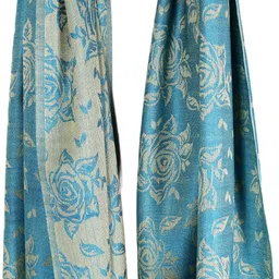 Printed Viscose Women Light Blue Stole, Stole, Faux Turtleneck Neck Cover-image-99