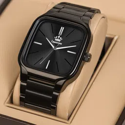 Designer Sqaure IP Black Long Life Plating Stainless Steel Quartz Analog Watch - For Men LS3357-image-0