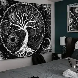hasthip Tree of Life Tapestry Black and White Tapestry Galaxy Space Tapestry image 5