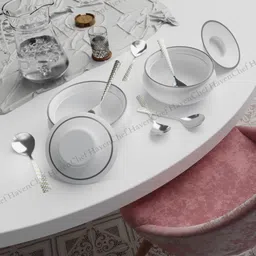 havenchef Velouris Esmaray Cutlery Serving Spoon Set | Anti-Rust, Mirror Finish, 8.1 Inch Steel Cutlery Set image 2