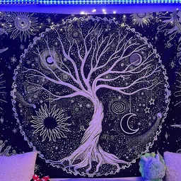 hasthip Tree of Life Tapestry Black and White Tapestry Galaxy Space Tapestry image 2