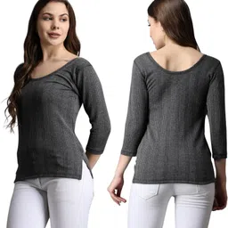 house of common RAVIA Women’s Striped Soft & Warm Polycotton Thermal Top - RA0007 Women Top Thermal image 2