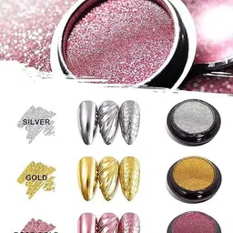 banira Art Kit Box, Rose Gold, Gold, Silver Chrome Powder, Aurora Chrome-picture-18