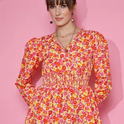 sheetal associates Casual Puff Sleeves Floral Print Women Orange Top-picture-12