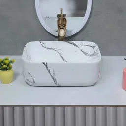 Ceramic Table Top Vessel Sink Wash Basin For Bathroom (16 x 12 x 5.5 Inch) Counter Top-image-62