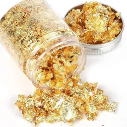 sahabz Gold Leaf Flakes- Metallic Gold Flakes for Nail Deco, Resin Art and Craft-picture-38