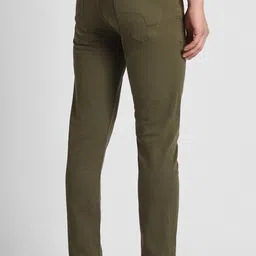 peter england Men Tapered Fit Mid Rise Dark Green Jeans image 3