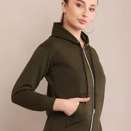 brightfly Women Solid Fleece Jacket image 3