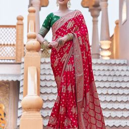 satrani Dyed, Self Design, Woven Banarasi Silk Blend Saree-picture-20