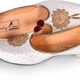 thirsty crow Wedding Silver Maroon Petchwork Sherwani Juti , Mojaris Mojaris For Men image 4