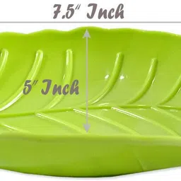 inpro Melamine Stylish Leaf Shape Quarter Plates-Snacks Plates In Green Color Quarter Plate image 2