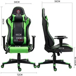 overpower Gaming Chair Ergonomic Seat & Height Adjustment Recliner with Headrest Leather Gaming Chair image 3