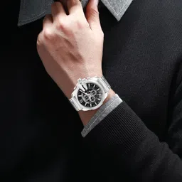 fenton Chronograph Watch For Man, Premium Stainless Steel Band, Black Dial, 50 mm Case Analog Watch - For Men F-90033 image 5