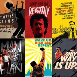 bhvya creations Movie Motivational Quotes Posters | Pack of 6 | A4 Size (21 x 29.7 cm) | 300 GSM HD Waterproof Wall Poster for Home, Office & Gym Photographic Paper image 1