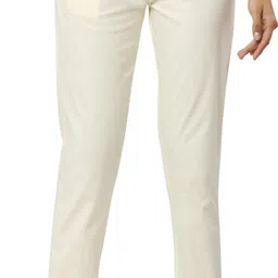 aasma creatives Women Regular Fit White Cotton Blend Trousers-picture-13
