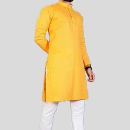 Men Solid Cotton Blend A-line Kurta-image-15