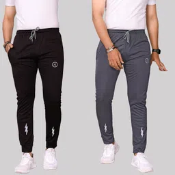 kashvi Pack of 2 Men Printed Black, Grey Track Pants-picture-12