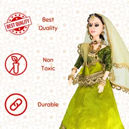 maalona-exclusive toys Maalona | Simran | Indian Doll in Green Silk Lehenga image 4
