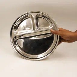 spilbox Steel TiffinPlate|Breakfast Plate|PavBhaji|Bhojan|Idly Sambar-Round Tiffin Plate Dinner Plate image 2