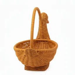shubhika creations Woven Wicker Duck Basket with Handle Bamboo Fruit & Vegetable Basket image 3