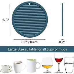 vihalvilaa PVC Coaster C-A Round ,Coasters Bowl, Hot Pads, Spoon Rest, Cooking & Dining Silicone Mats Trivet image 2