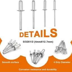 tayash Open Type Dome Head Size 4mm x 12.7mm 5/32X1/2 Pack Of 300 Pcs Fine Blind Rivet image 3