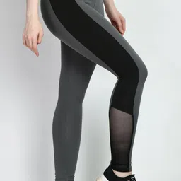 waylene Color Block Women Grey, Black Tights-picture-13