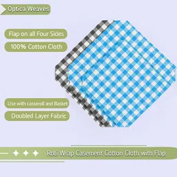 optica weaves Cotton Double Layer Roti Clothes Wrap with Flaps, Cotton Cloth for Chapati Checkered Roti Square Flap Cover image 2