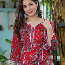 queensfab Women Printed Cotton Blend Pakistani Kurta-picture-19