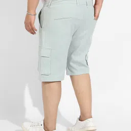 instafab plus Solid Men Green Cargo Shorts image 3