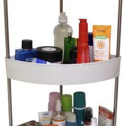 homanta Fruits/Vegetables Kitchen Rack Multi-Purpose Cornar Storage Organizer 3-Tier Rack with Wheel Bathroom & Office Plastic image 4