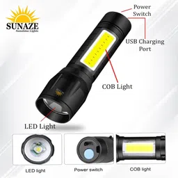 cicasto Mini USB LED Torch for Outdoor and Indoor Use 3 hrs Torch Emergency Light image 5